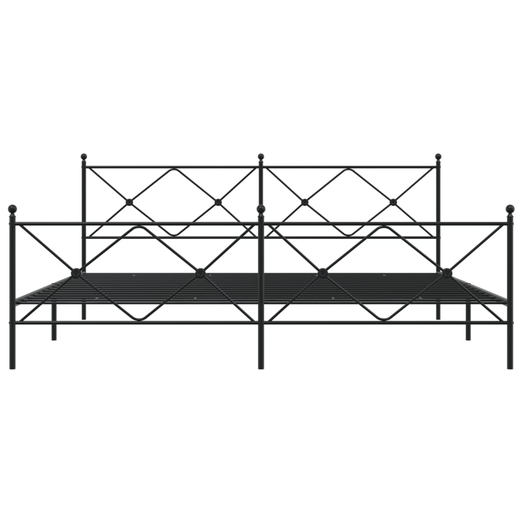 Cadre de lit métal sans matelas avec pied de lit noir 193x203cm - XIOS