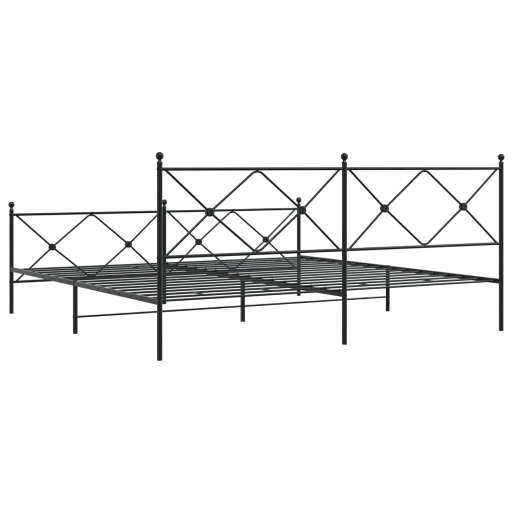 Cadre de lit métal sans matelas avec pied de lit noir 193x203cm - XIOS
