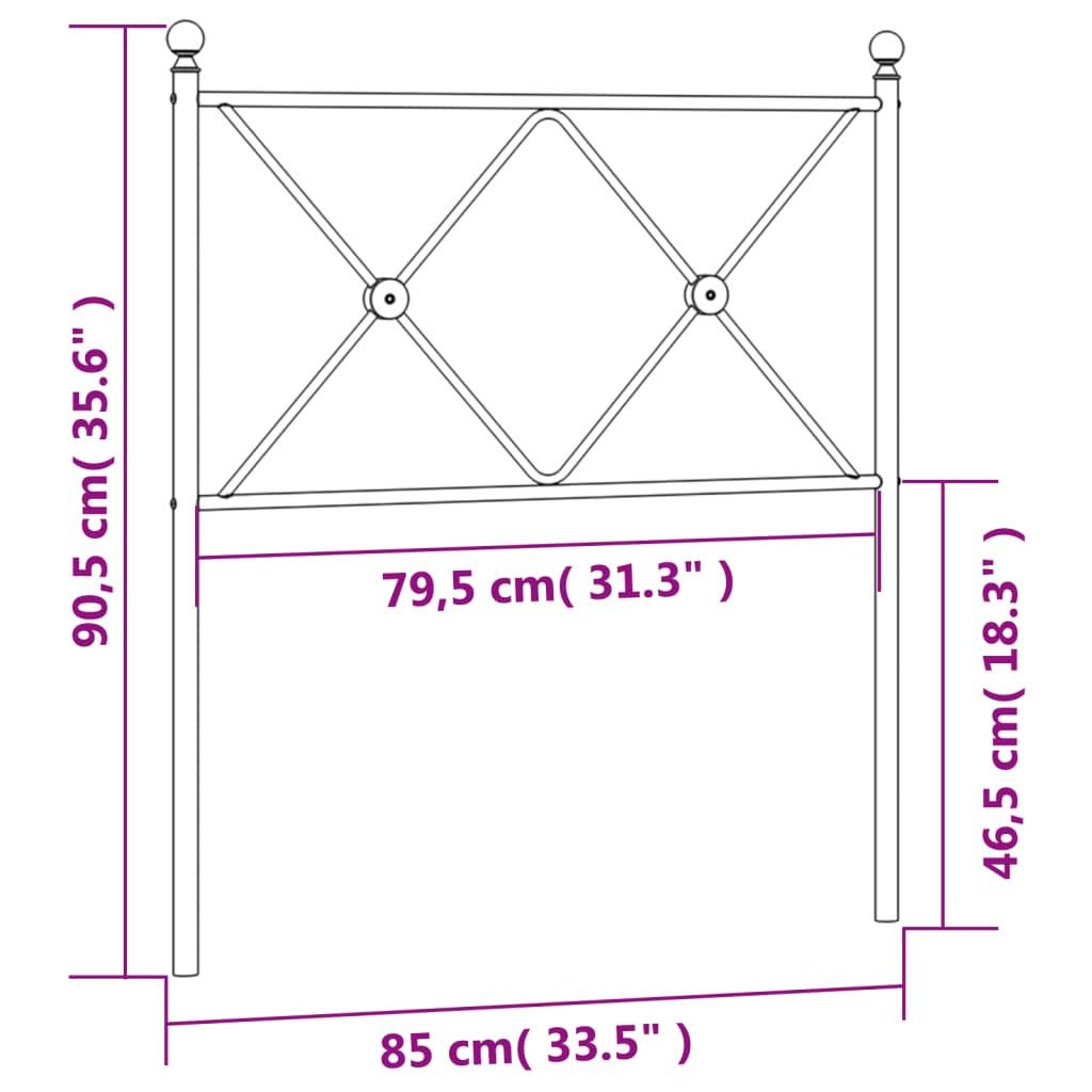 Tête de lit métal noir 80 cm - XIOS