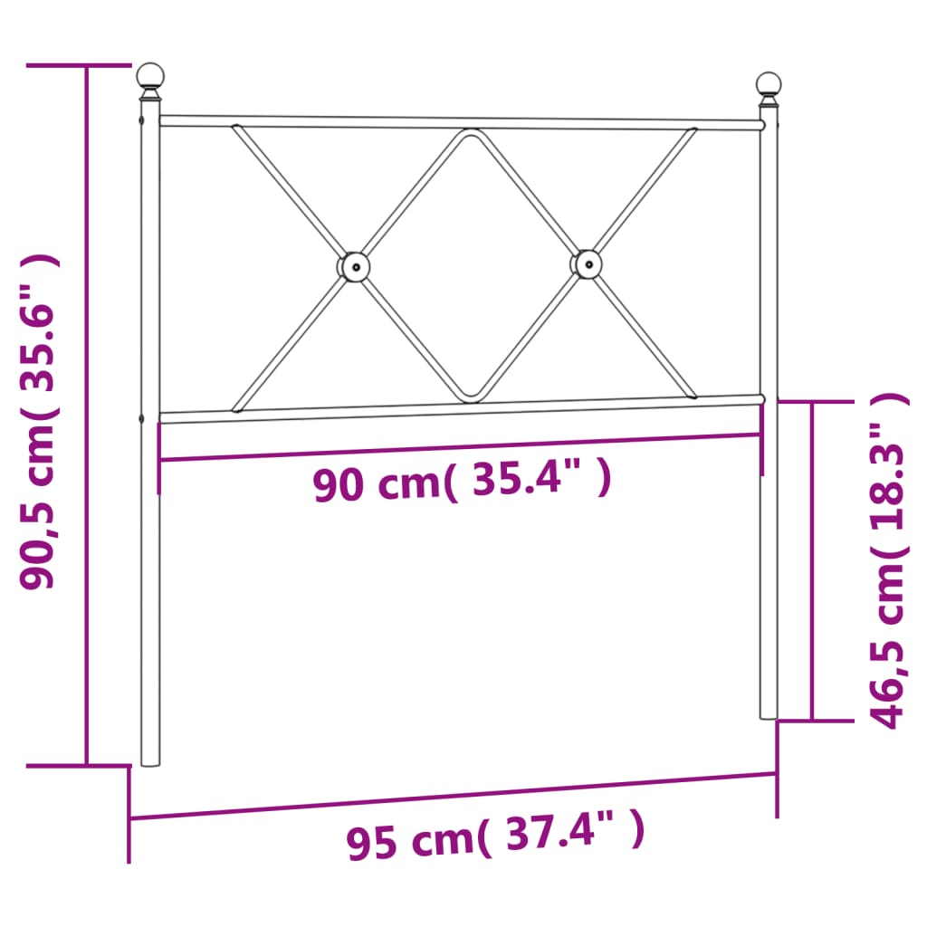 Tête de lit métal noir 90 cm - XIOS