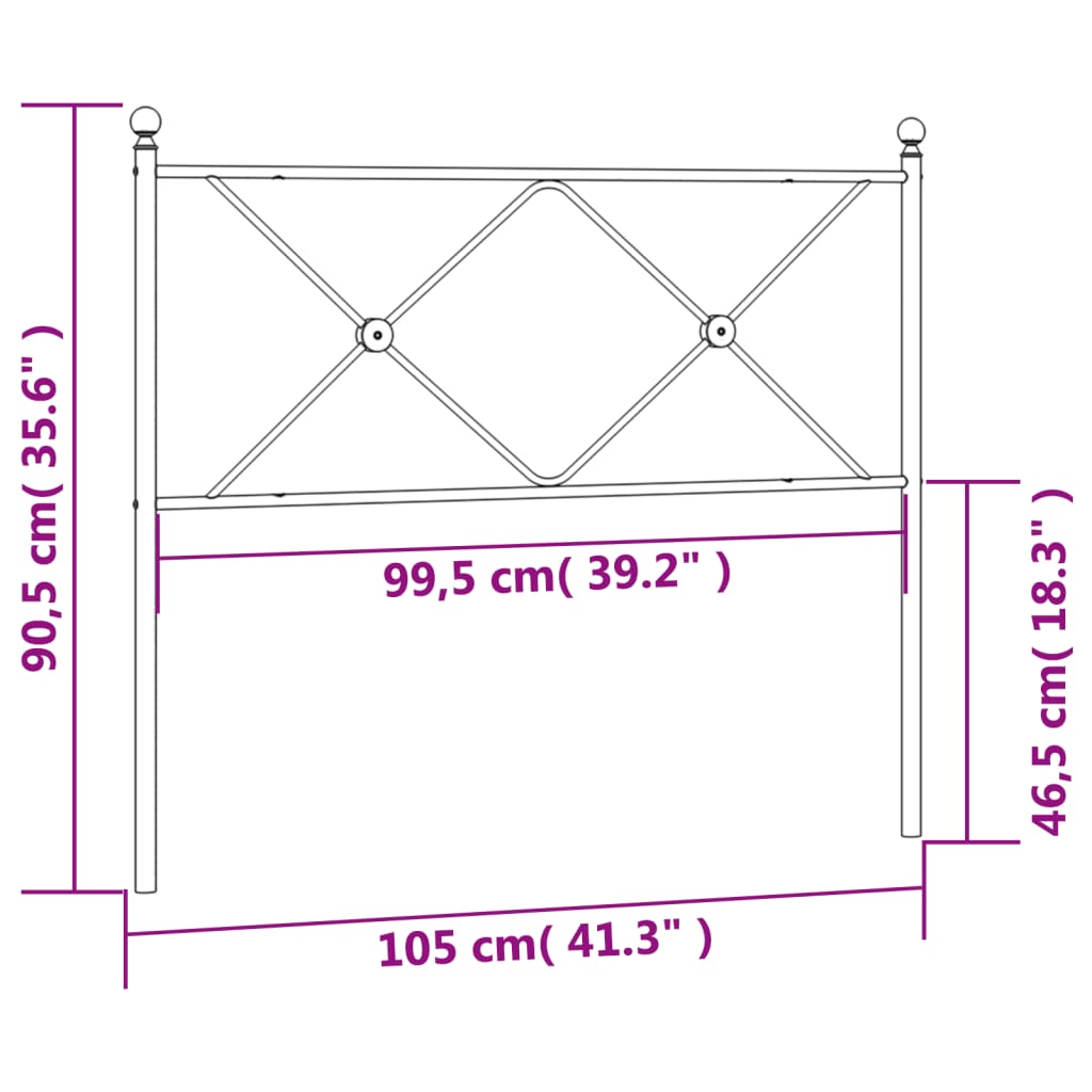 Tête de lit métal noir 100 cm - XIOS