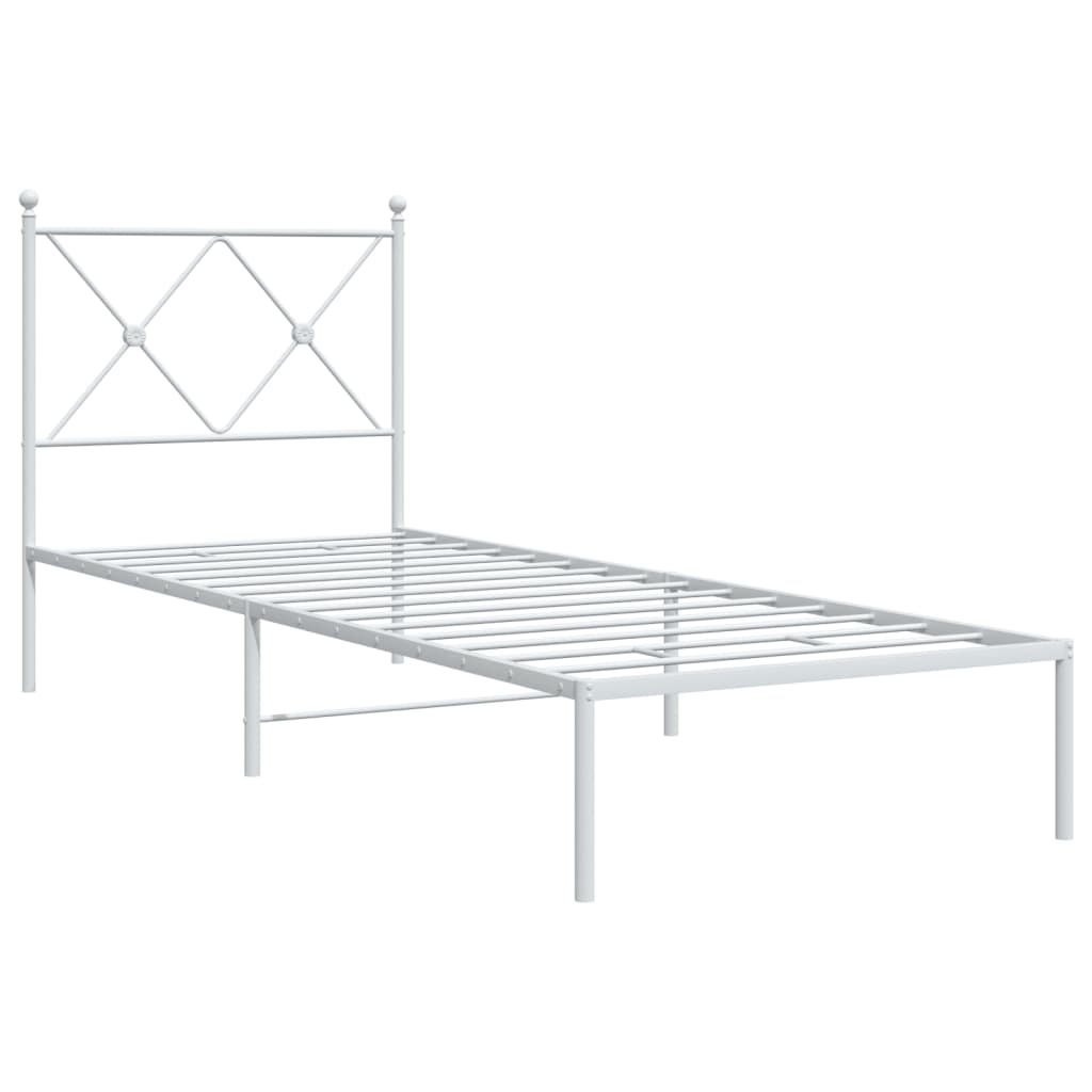 Cadre de lit métal sans matelas avec tête de lit blanc 80x200cm - XIOS