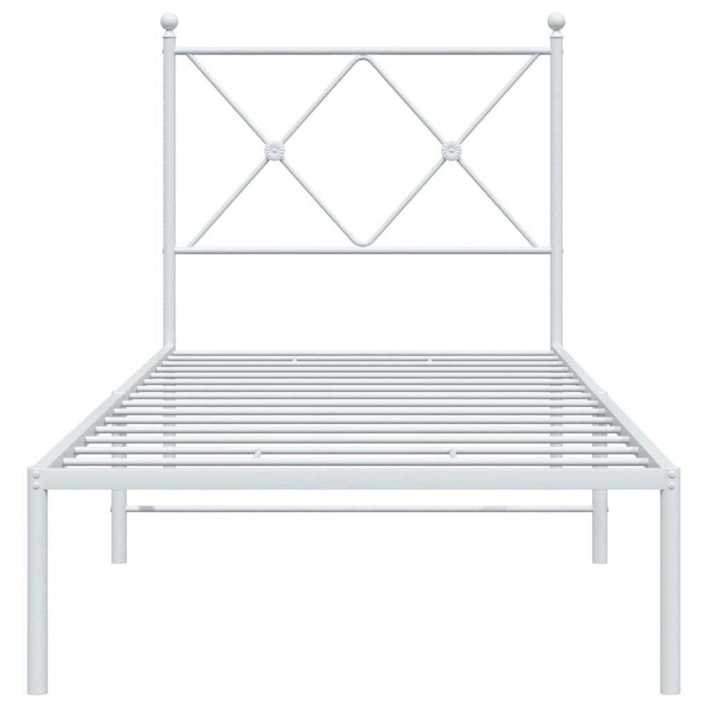 Cadre de lit métal sans matelas avec tête de lit blanc 80x200cm - XIOS
