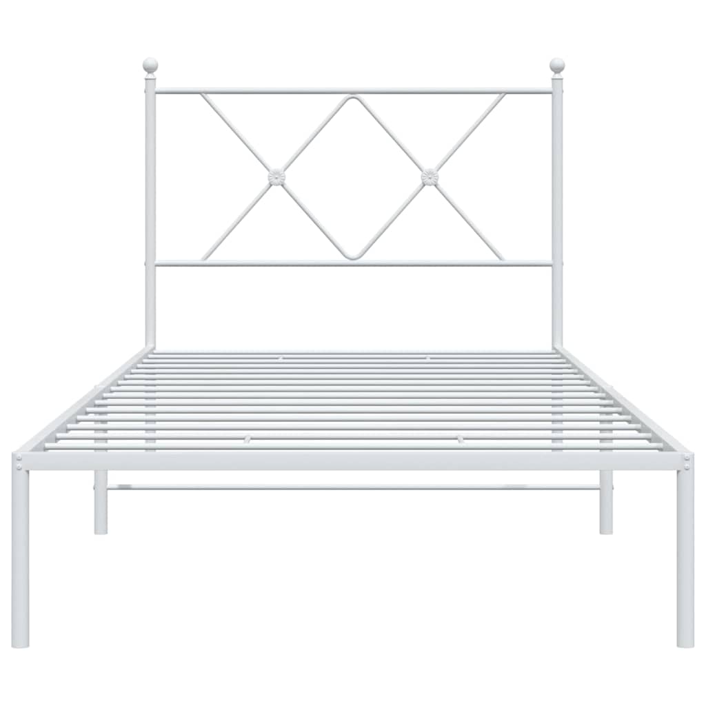 Cadre de lit métal sans matelas avec tête de lit blanc 90x190cm - XIOS