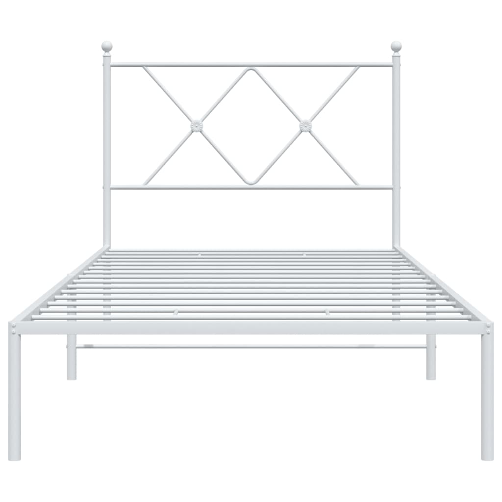 Cadre de lit métal sans matelas avec tête de lit blanc 90x200cm - XIOS
