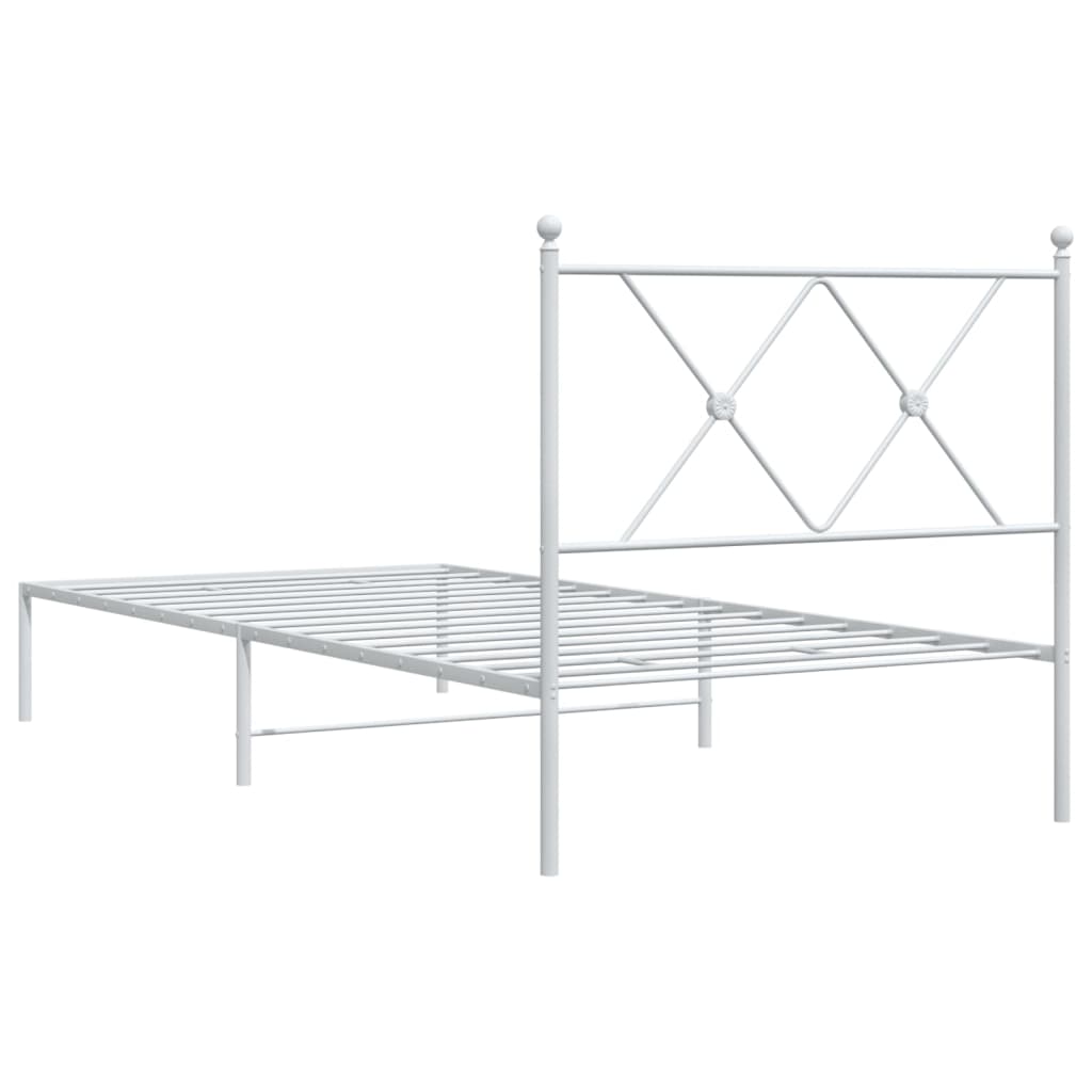 Cadre de lit métal sans matelas avec tête de lit blanc 90x200cm - XIOS