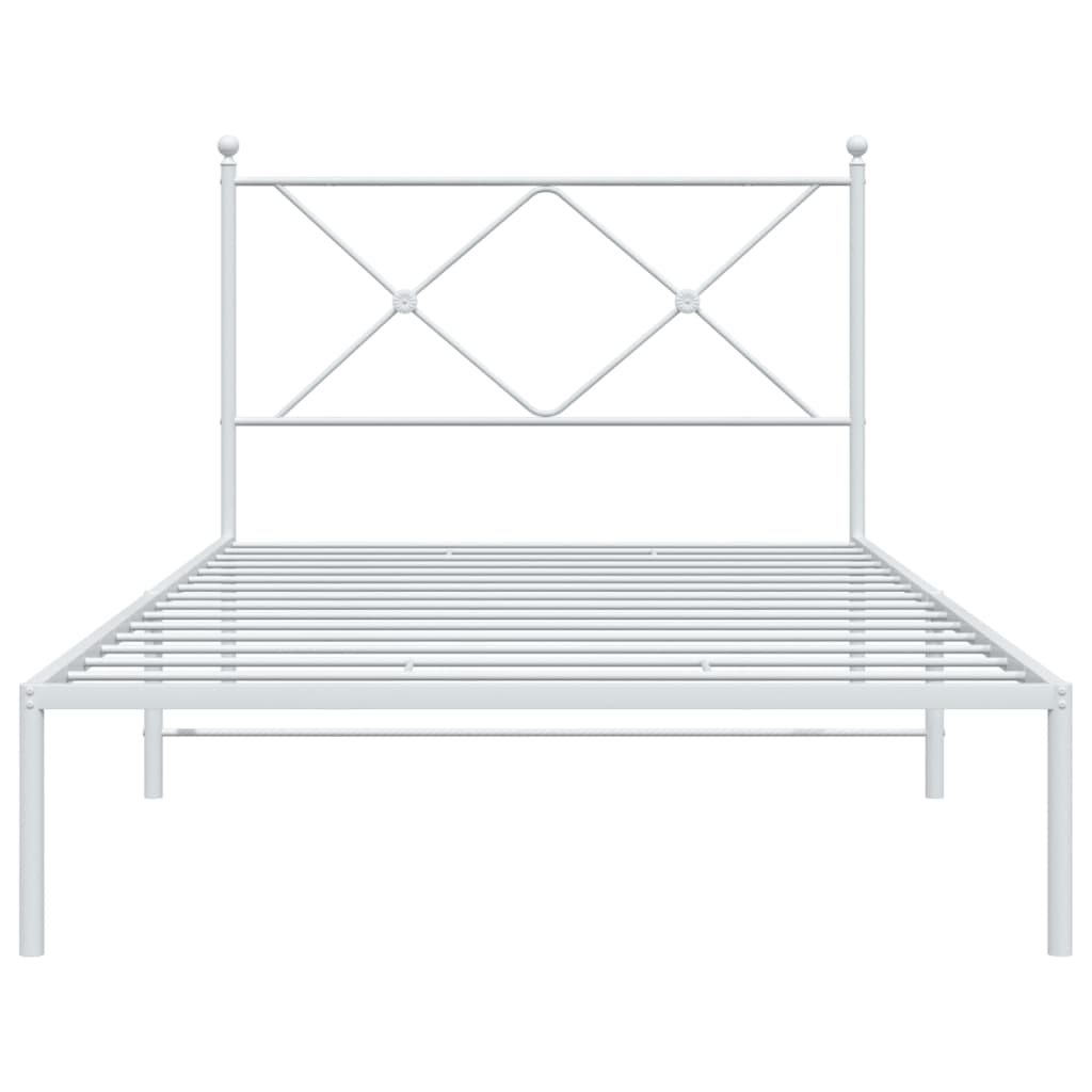 Cadre de lit métal sans matelas et tête de lit blanc 100x190 cm - XIOS