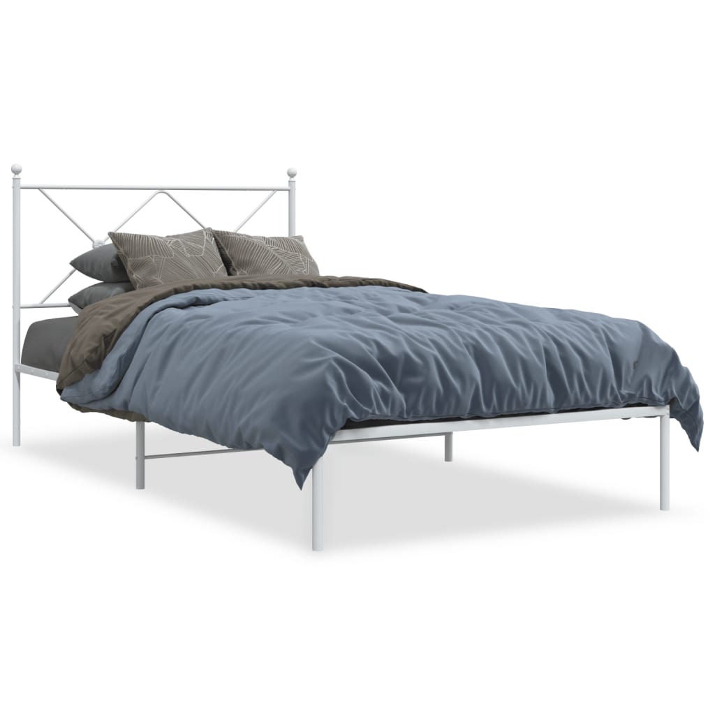 Cadre de lit métal sans matelas et tête de lit blanc 100x200 cm - XIOS