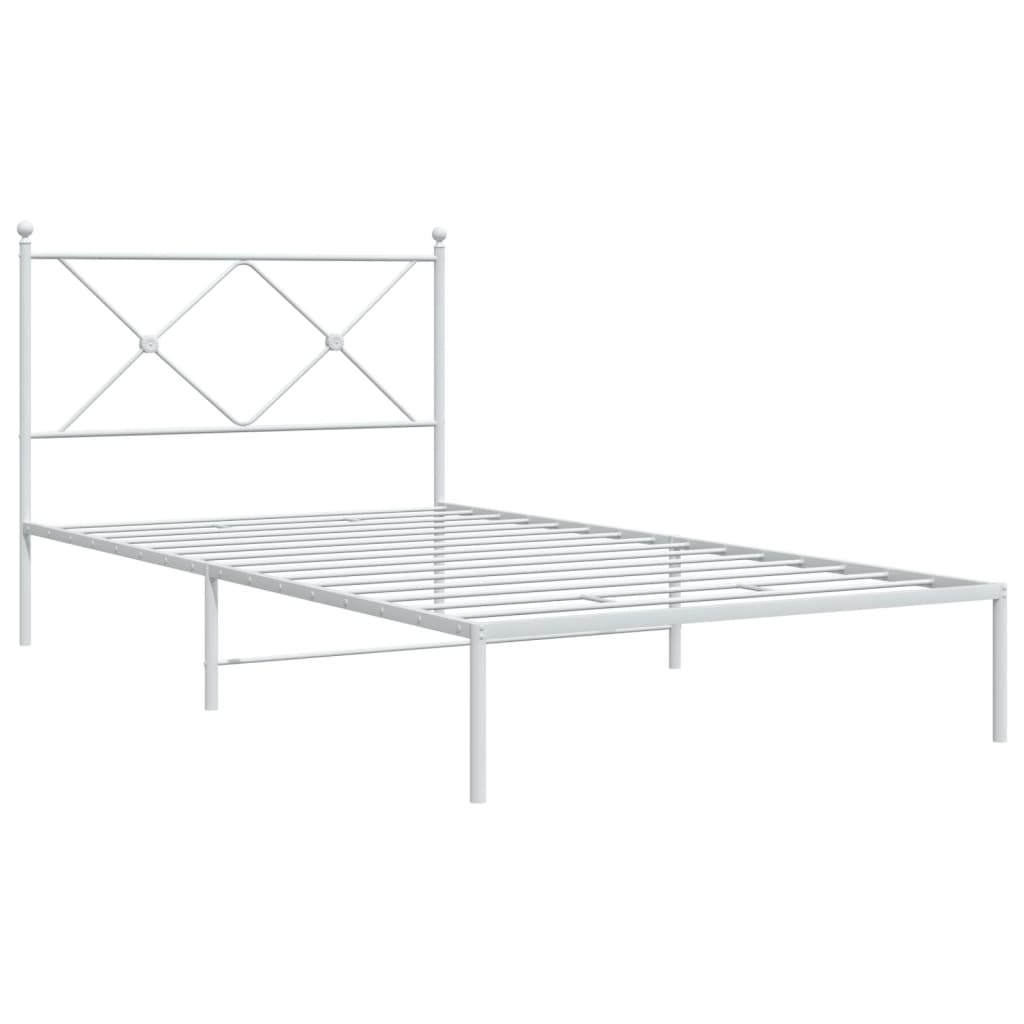 Cadre de lit métal sans matelas et tête de lit blanc 100x200 cm - XIOS