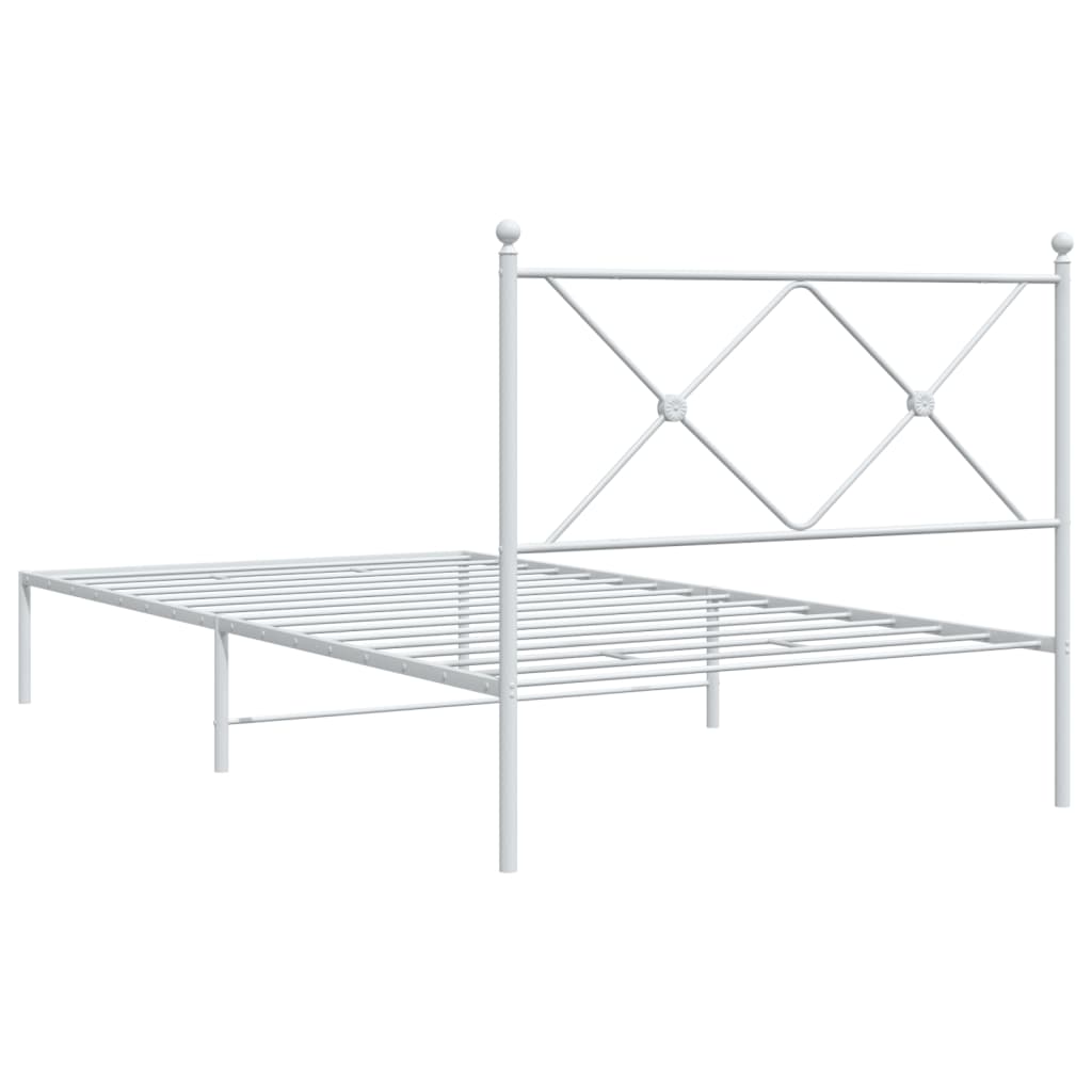 Cadre de lit métal sans matelas et tête de lit blanc 100x200 cm - XIOS