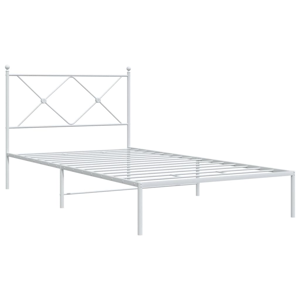 Cadre de lit métal sans matelas et tête de lit blanc 107x203 cm - XIOS