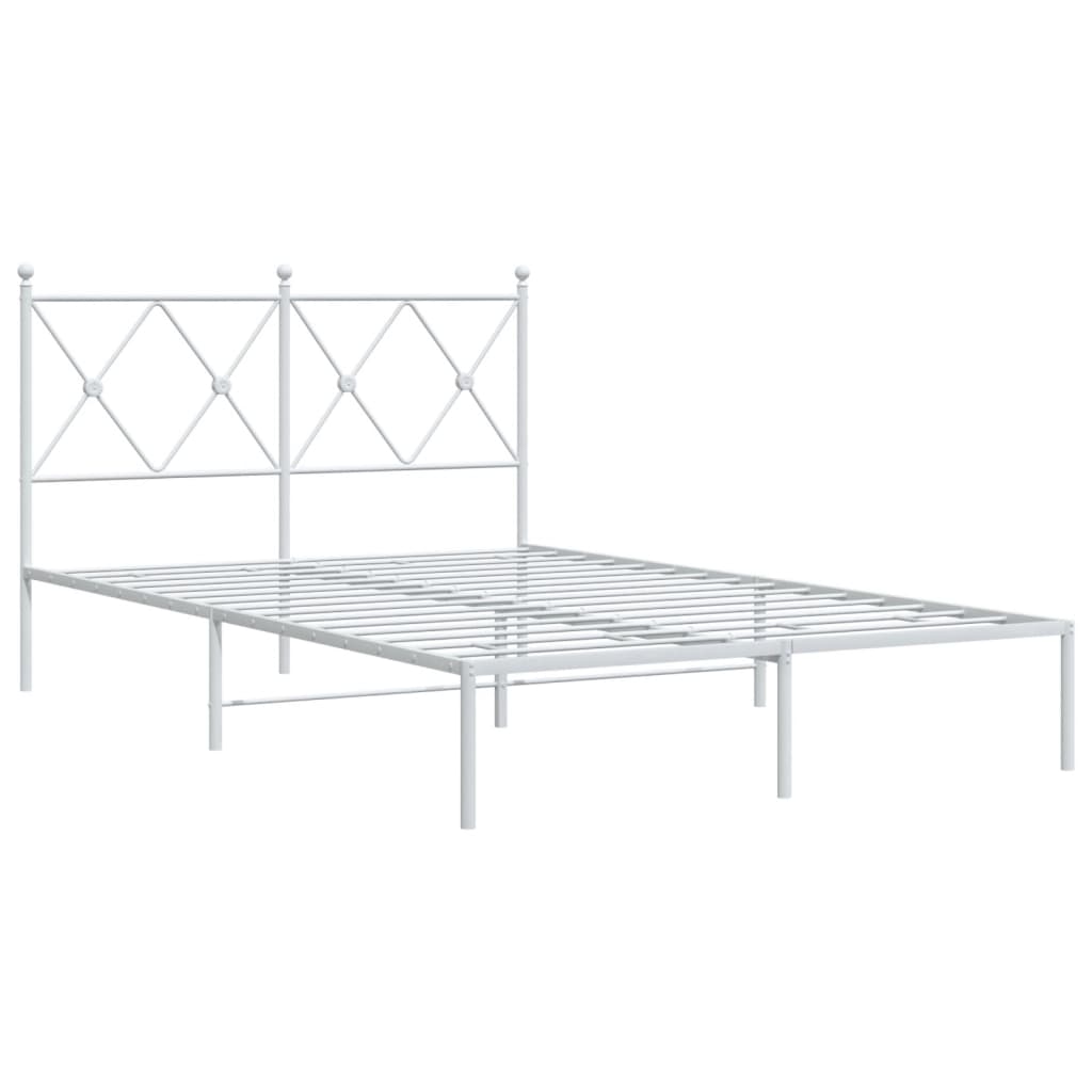 Cadre de lit métal sans matelas et tête de lit blanc 120x190 cm - XIOS