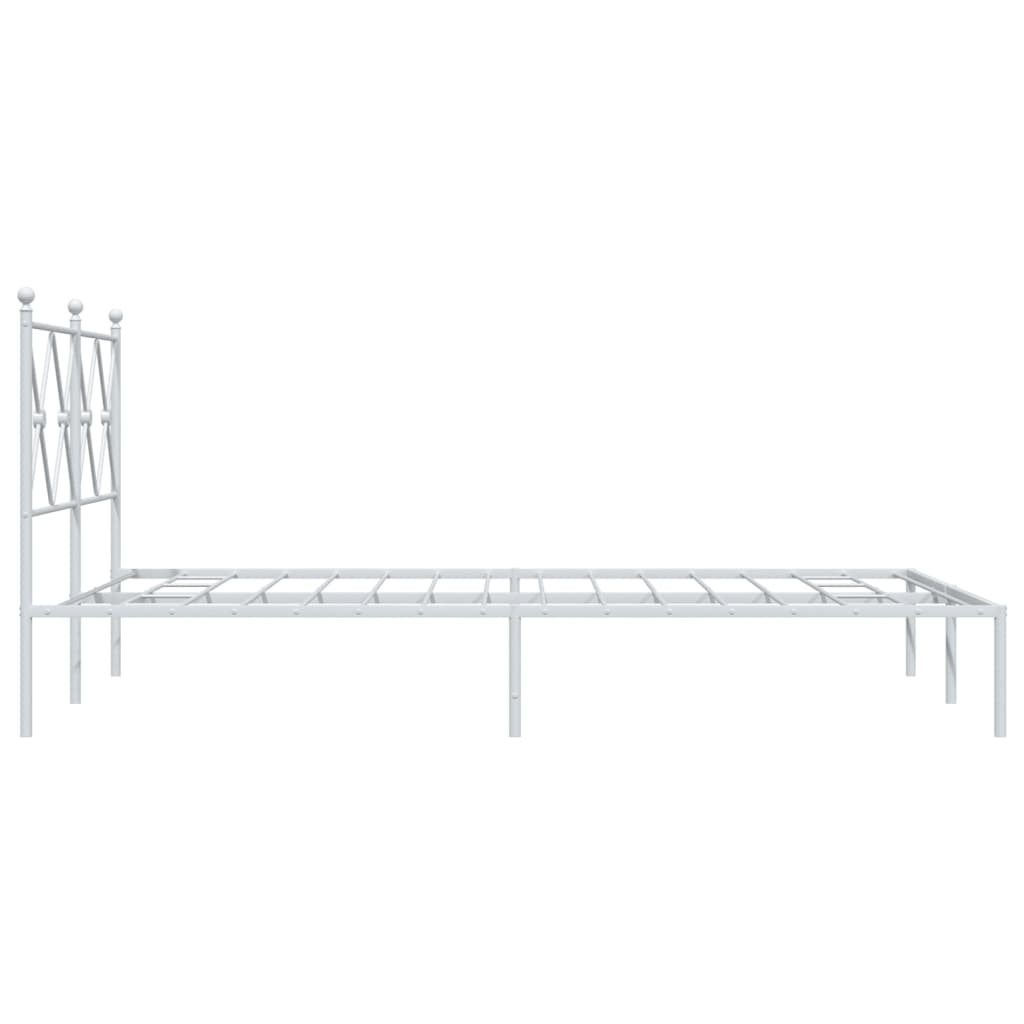 Cadre de lit métal sans matelas et tête de lit blanc 120x190 cm - XIOS