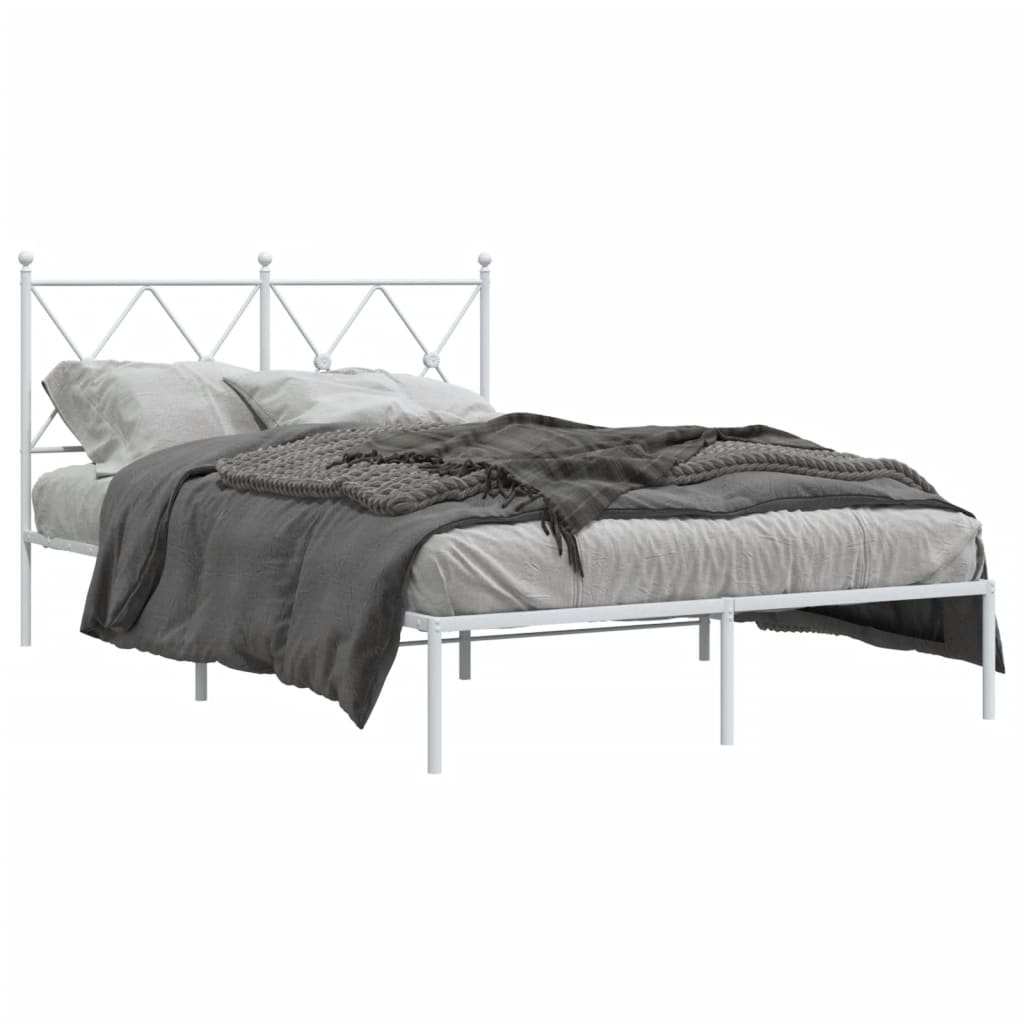 Cadre de lit métal sans matelas et tête de lit blanc 120x200 cm - XIOS