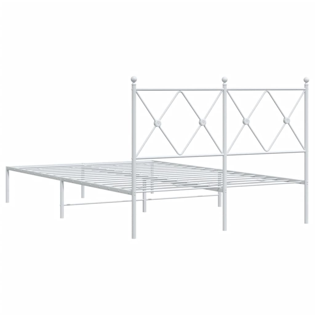 Cadre de lit métal sans matelas et tête de lit blanc 120x200 cm - XIOS