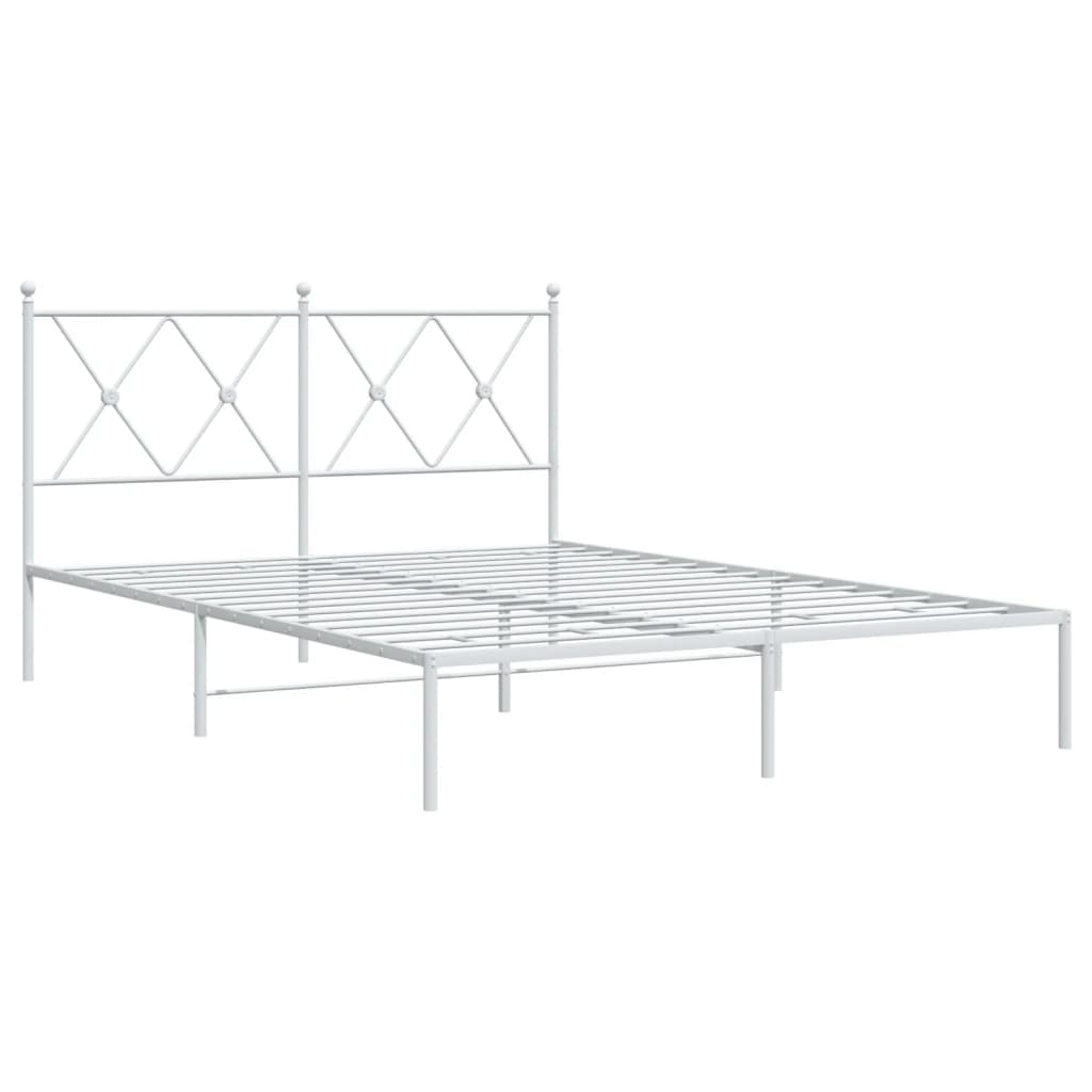 Cadre de lit métal sans matelas et tête de lit blanc 135x190 cm - XIOS