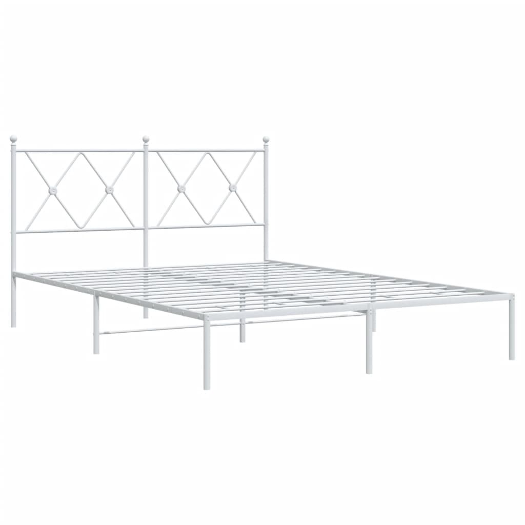 Cadre de lit métal sans matelas et tête de lit blanc 140x190 cm - XIOS