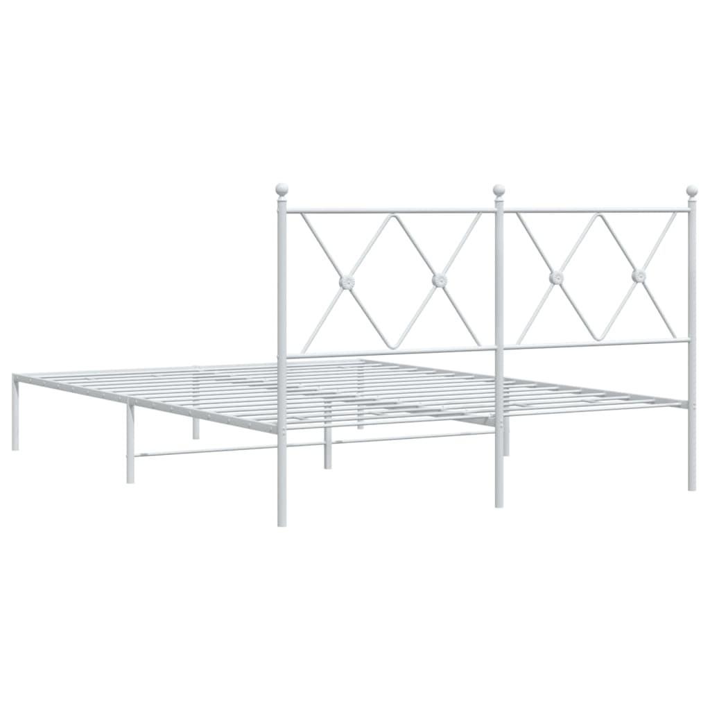 Cadre de lit métal sans matelas et tête de lit blanc 140x190 cm - XIOS
