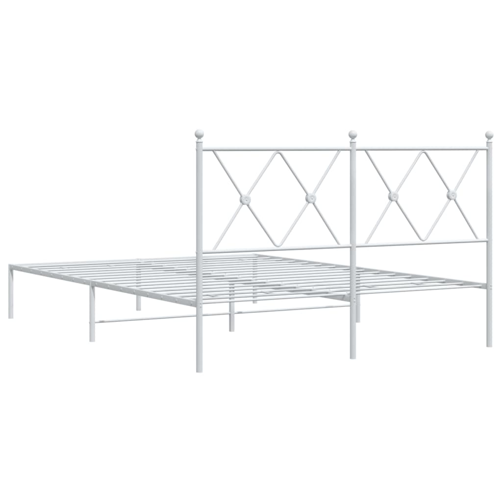 Cadre de lit métal sans matelas et tête de lit blanc 140x200 cm - XIOS
