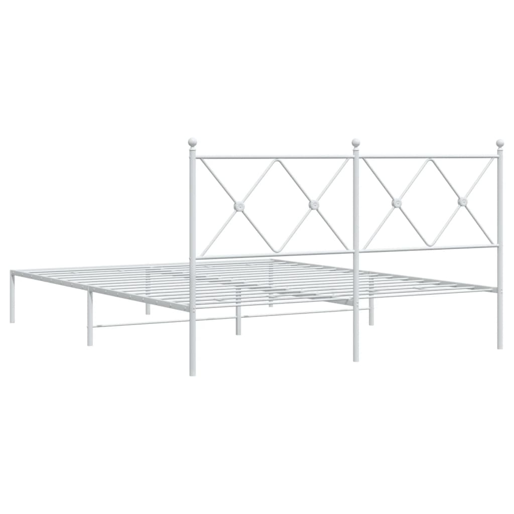 Cadre de lit métal sans matelas et tête de lit blanc 150x200 cm - XIOS