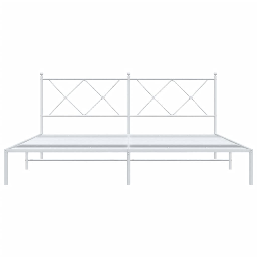 Cadre de lit métal sans matelas et tête de lit blanc 183x213 cm - XIOS