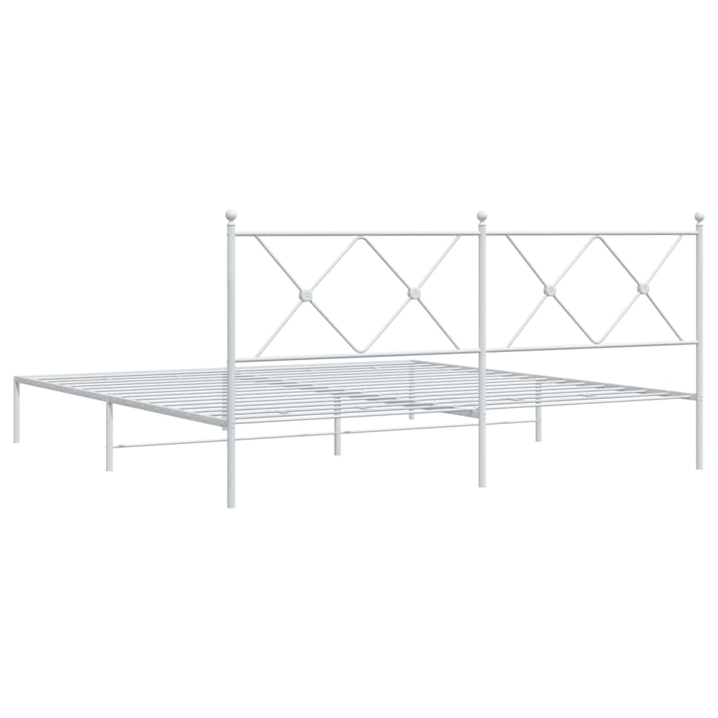 Cadre de lit métal sans matelas et tête de lit blanc 183x213 cm - XIOS