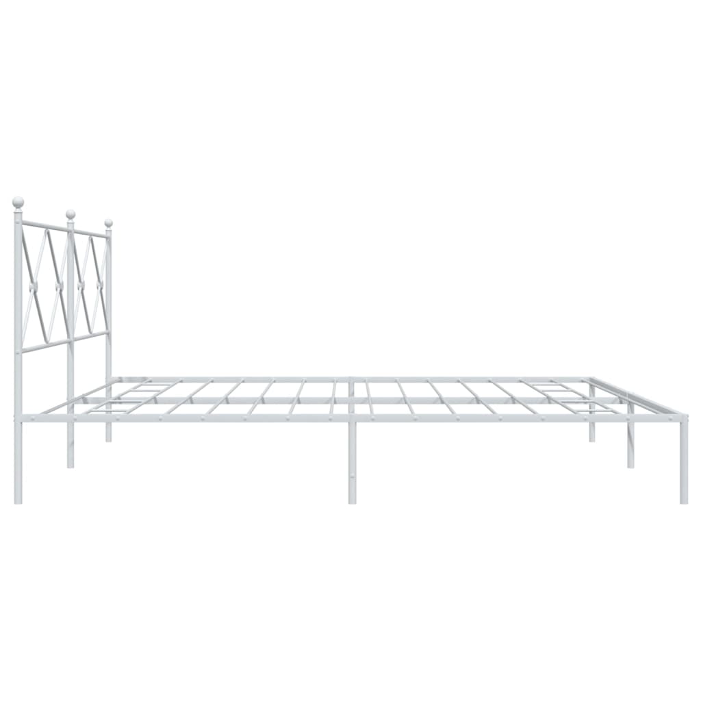 Cadre de lit métal sans matelas et tête de lit blanc 193x203 cm - XIOS