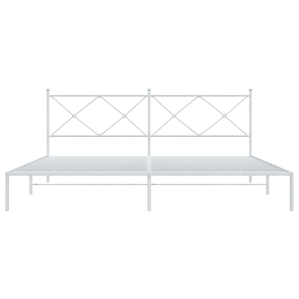 Cadre de lit métal sans matelas et tête de lit blanc 200x200 cm - XIOS