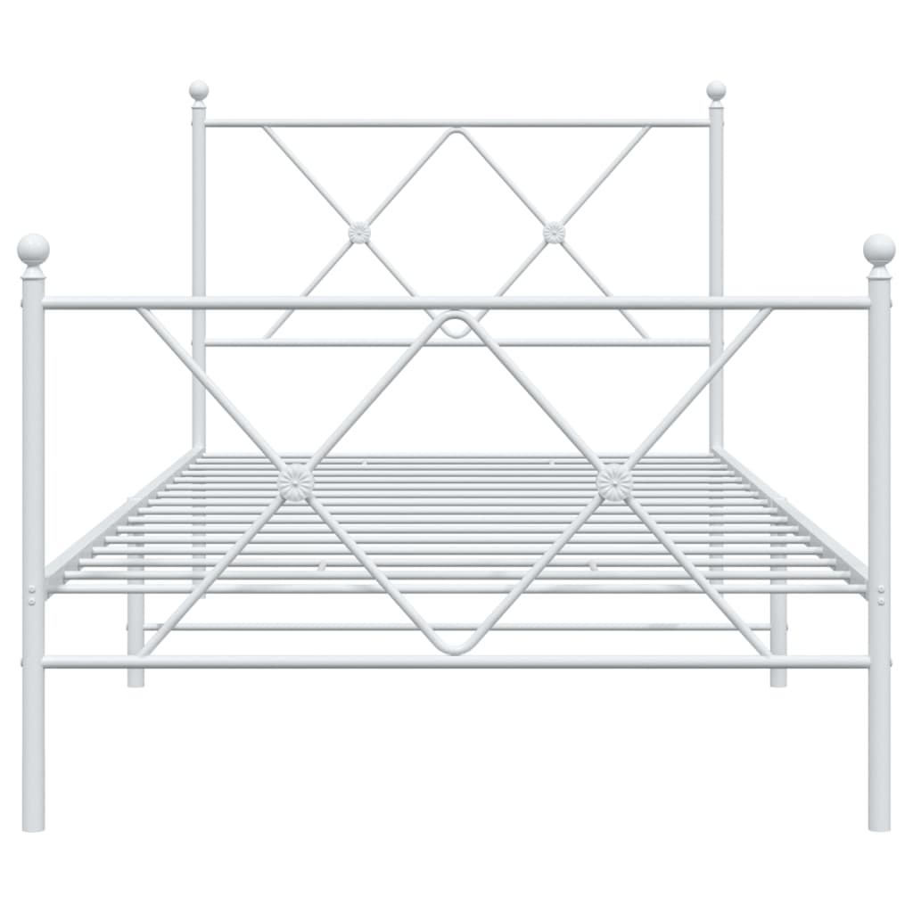 Cadre de lit métal sans matelas avec pied de lit blanc 90x190cm - XIOS