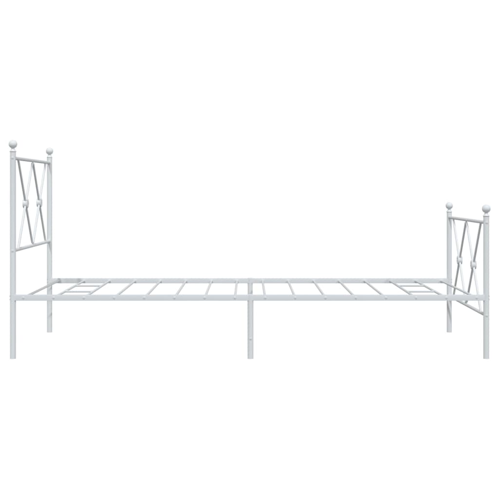 Cadre de lit métal sans matelas avec pied de lit blanc 90x190cm - XIOS