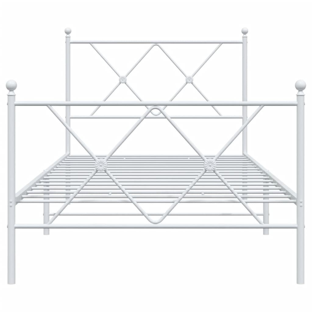 Cadre de lit métal sans matelas avec pied de lit blanc 90x200cm - XIOS