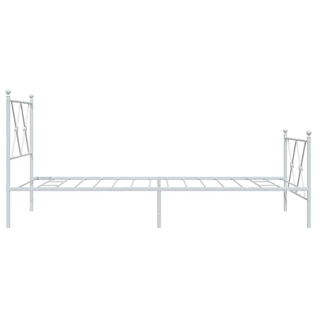 Cadre de lit métal sans matelas avec pied de lit blanc 90x200cm - XIOS