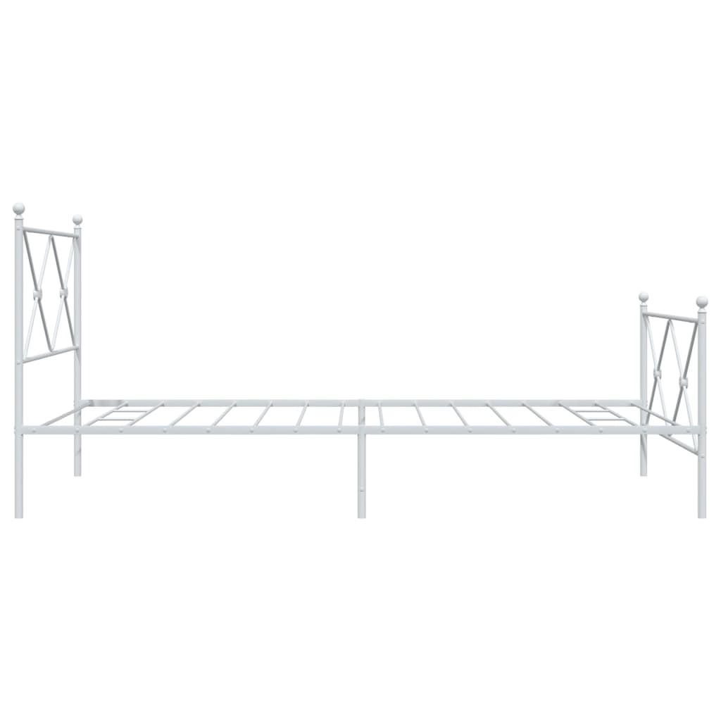 Cadre de lit métal sans matelas et pied de lit blanc 100x190 cm - XIOS