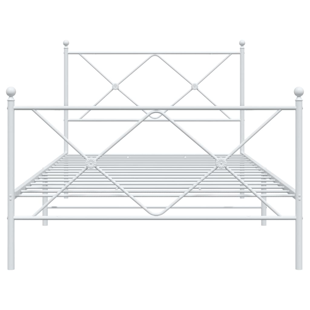 Cadre de lit métal sans matelas et pied de lit blanc 100x200 cm - XIOS