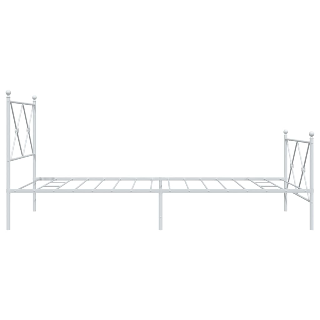 Cadre de lit métal sans matelas et pied de lit blanc 100x200 cm - XIOS