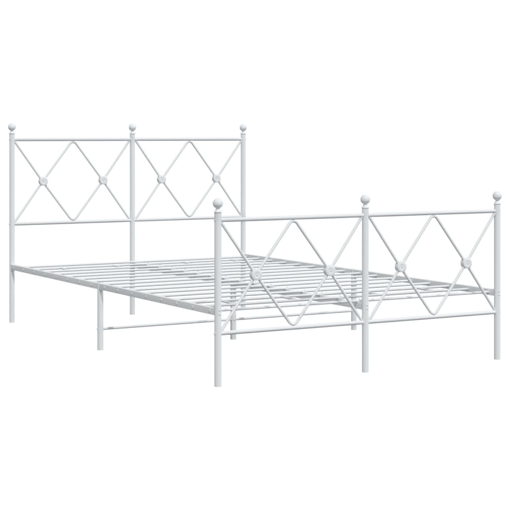 Cadre de lit métal sans matelas et pied de lit blanc 120x190 cm - XIOS