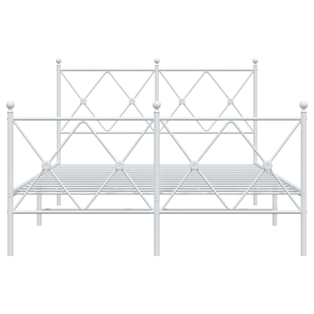Cadre de lit métal sans matelas et pied de lit blanc 120x190 cm - XIOS