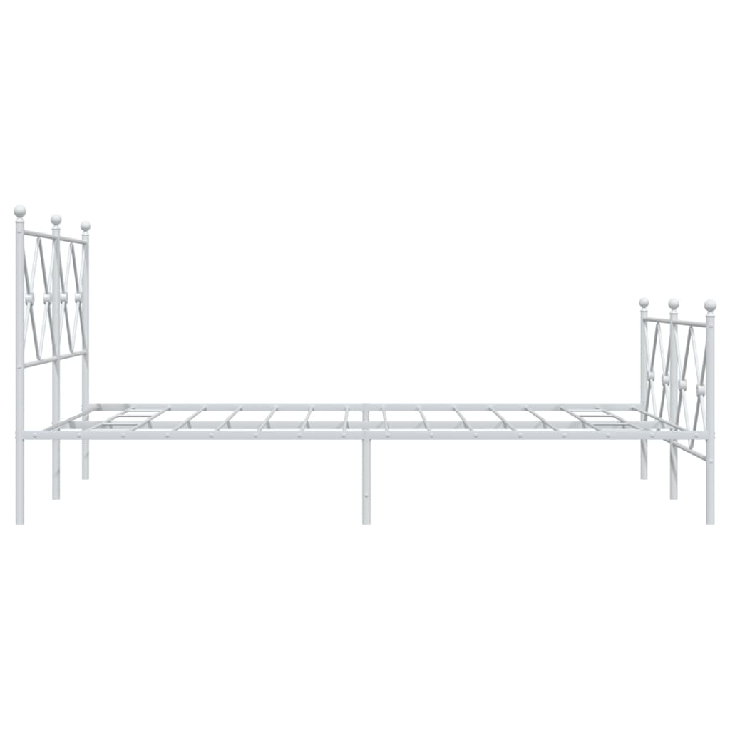 Cadre de lit métal sans matelas et pied de lit blanc 120x190 cm - XIOS