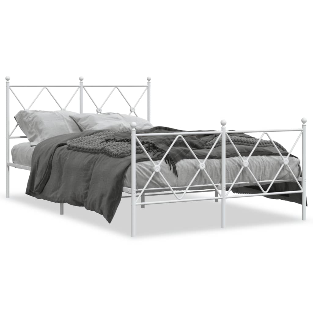 Cadre de lit métal sans matelas et pied de lit blanc 120x200 cm - XIOS