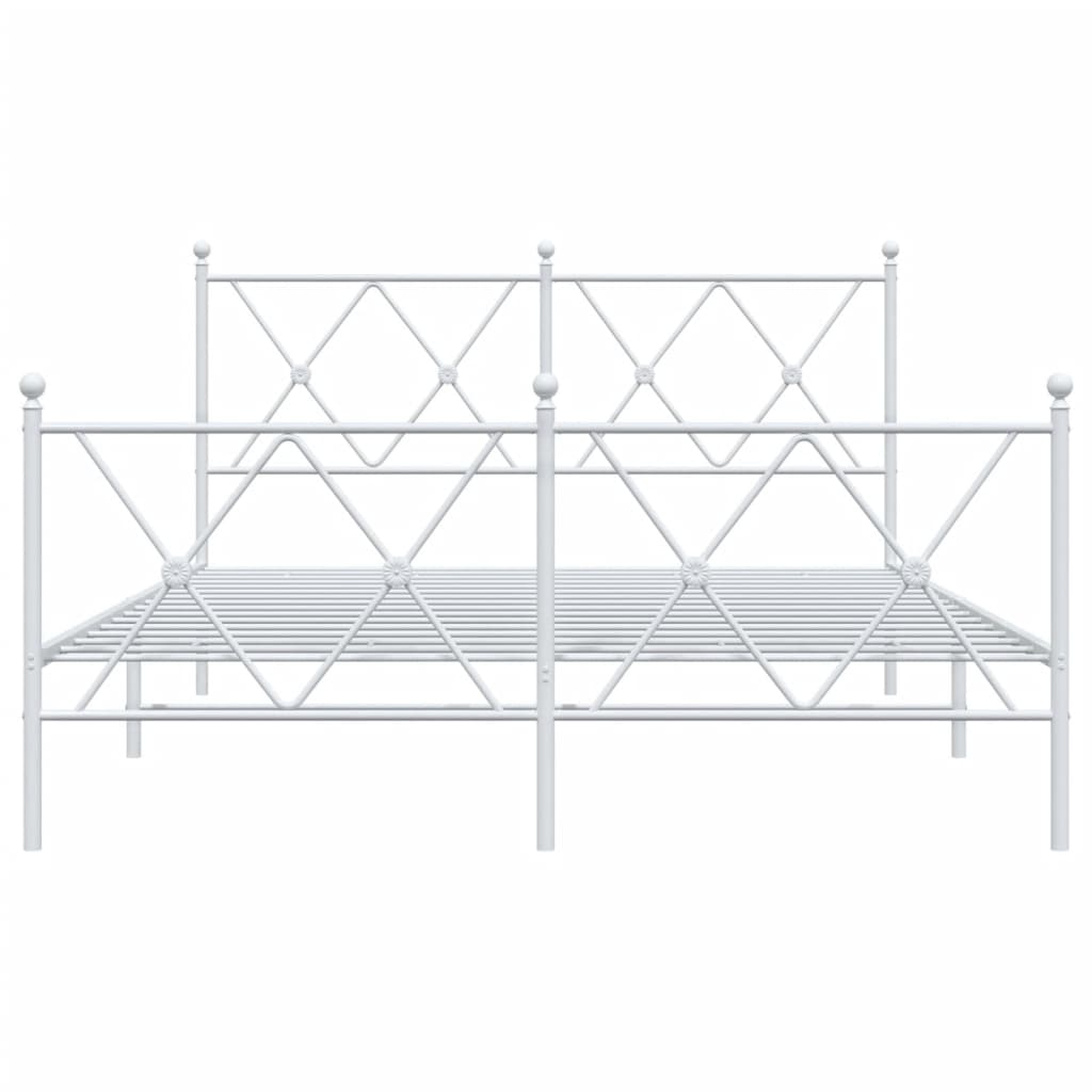 Cadre de lit métal sans matelas et pied de lit blanc 137x190 cm - XIOS
