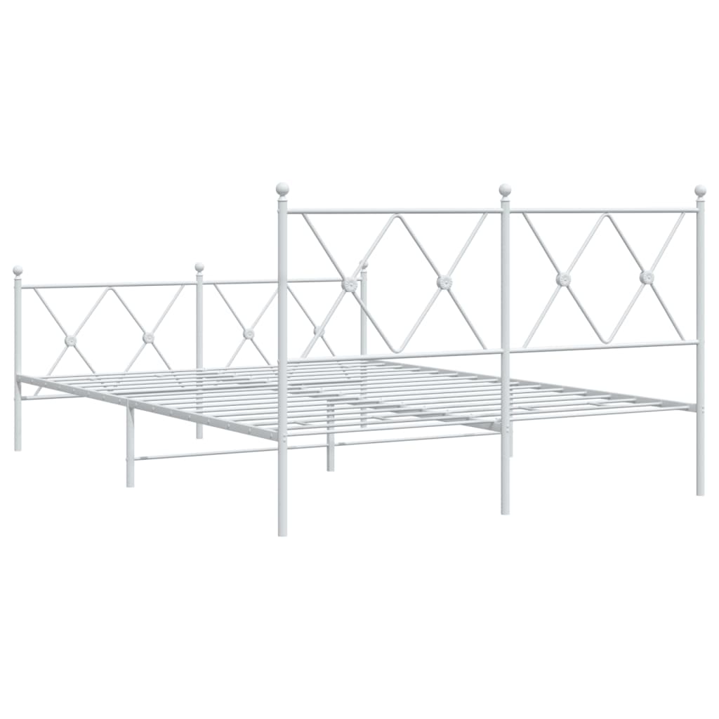 Cadre de lit métal sans matelas et pied de lit blanc 137x190 cm - XIOS