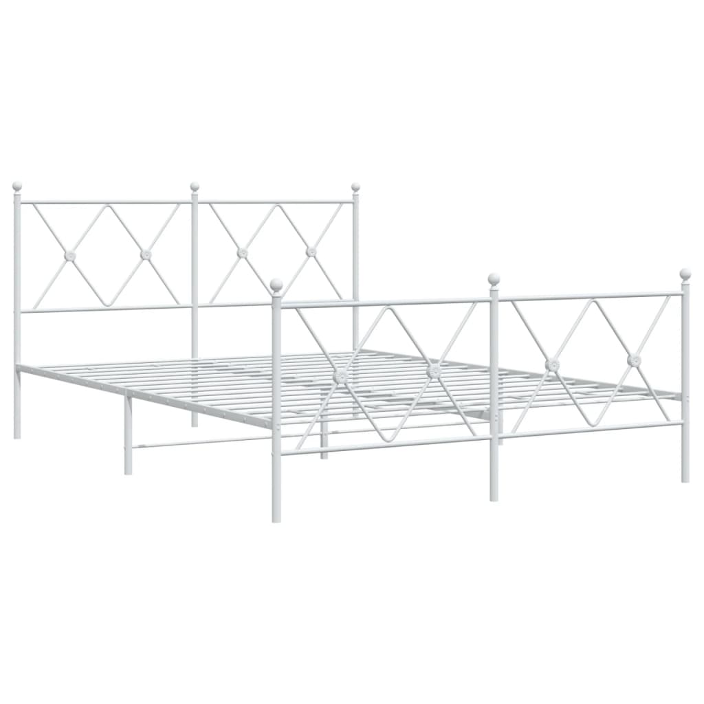 Cadre de lit métal sans matelas et pied de lit blanc 140x190 cm - XIOS