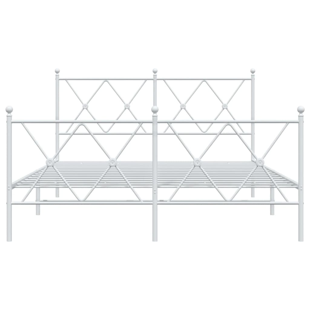 Cadre de lit métal sans matelas et pied de lit blanc 140x190 cm - XIOS