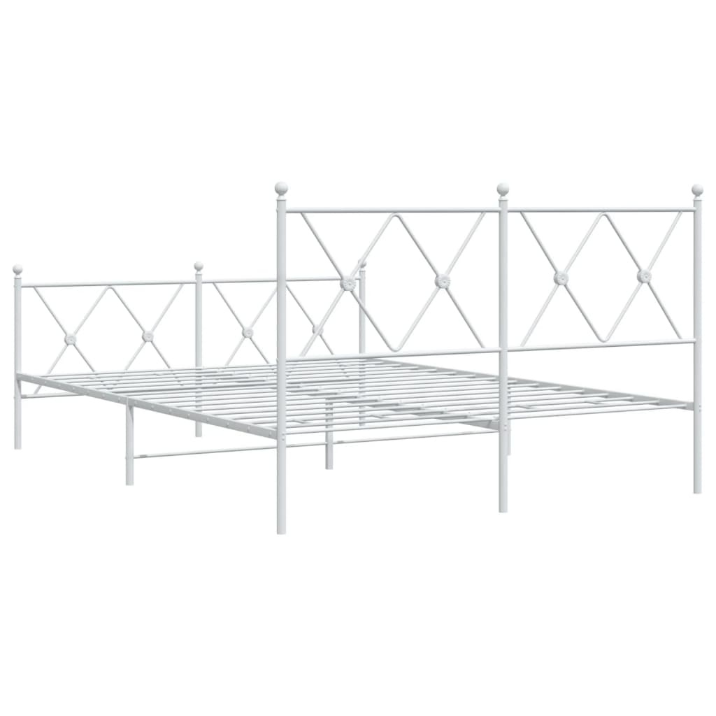Cadre de lit métal sans matelas et pied de lit blanc 140x190 cm - XIOS