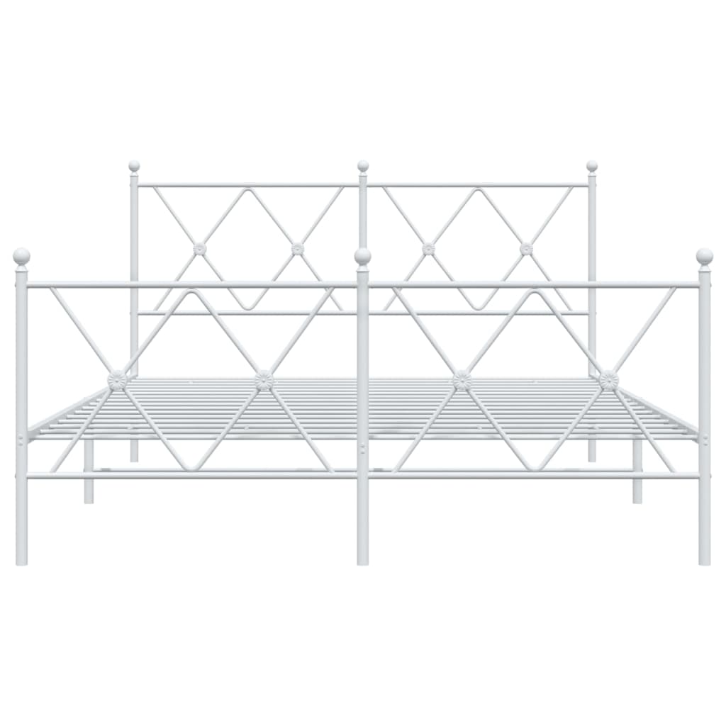 Cadre de lit métal sans matelas et pied de lit blanc 140x200 cm - XIOS