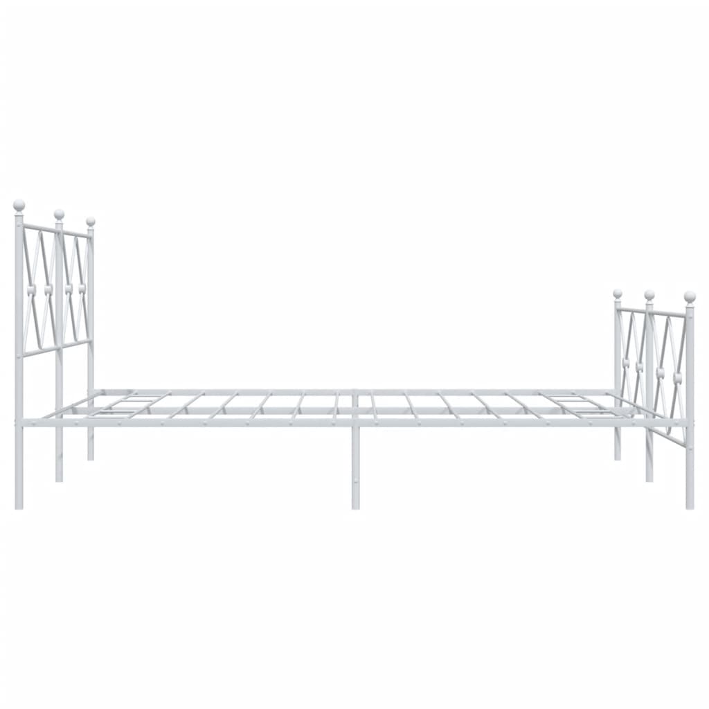 Cadre de lit métal sans matelas et pied de lit blanc 140x200 cm - XIOS
