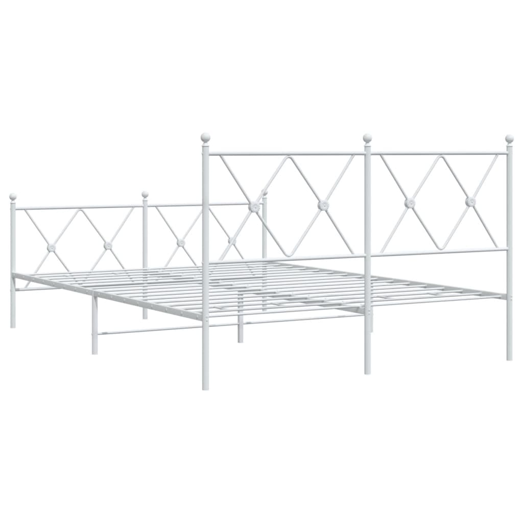 Cadre de lit métal sans matelas et pied de lit blanc 140x200 cm - XIOS