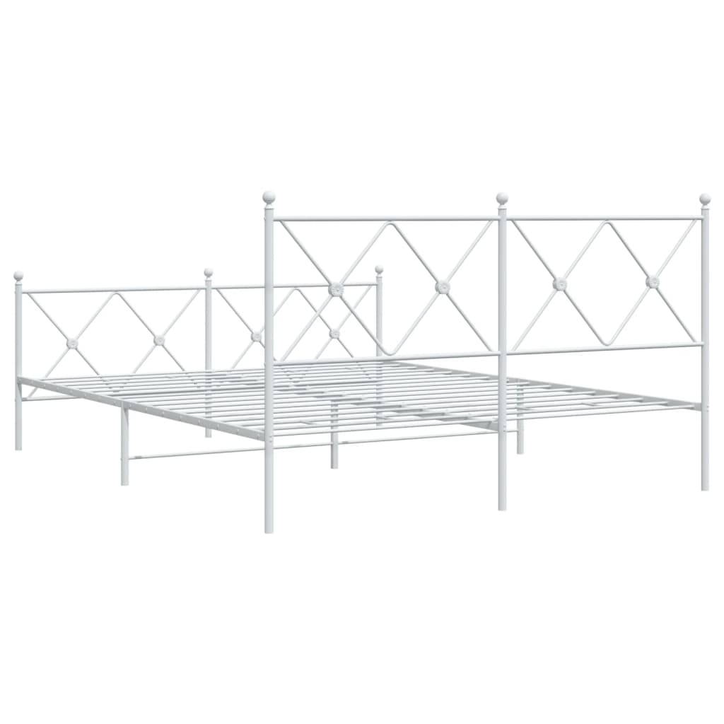 Cadre de lit métal sans matelas et pied de lit blanc 150x200 cm - XIOS