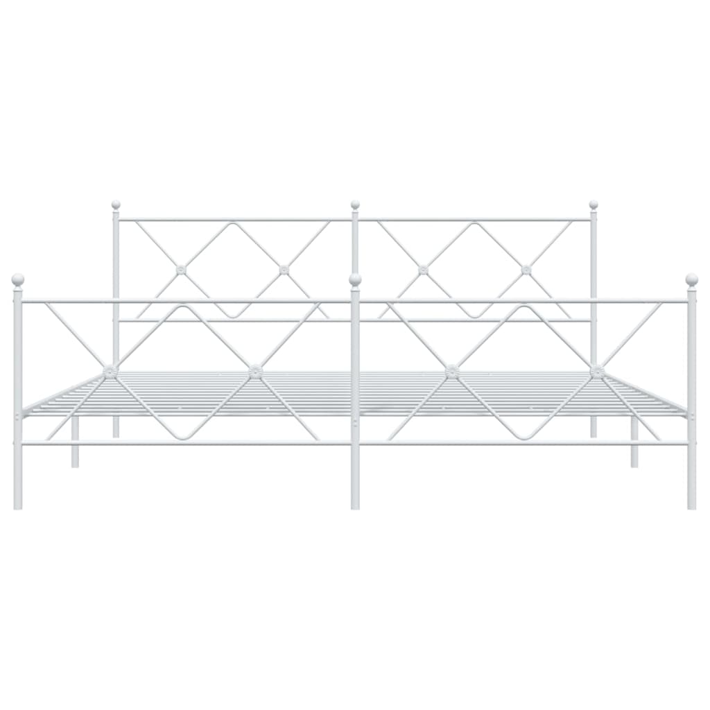 Cadre de lit métal sans matelas et pied de lit blanc 183x213 cm - XIOS