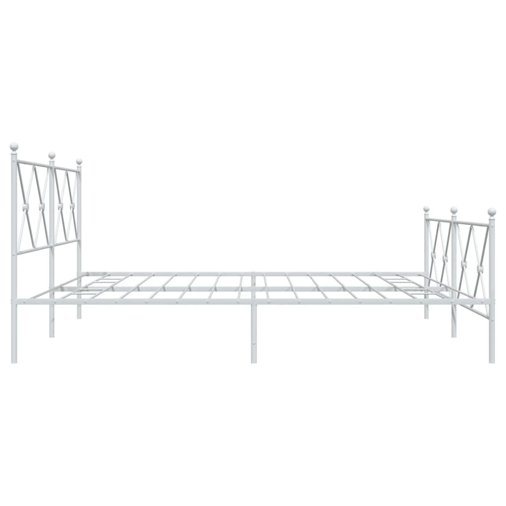Cadre de lit métal sans matelas et pied de lit blanc 183x213 cm - XIOS